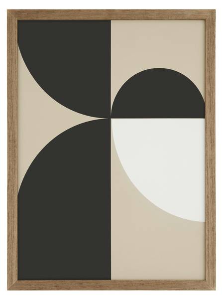 Wanddeko CLEA Beige - Schwarz - Braun - Papier - Holz teilmassiv - 30 x 40 x 2 cm
