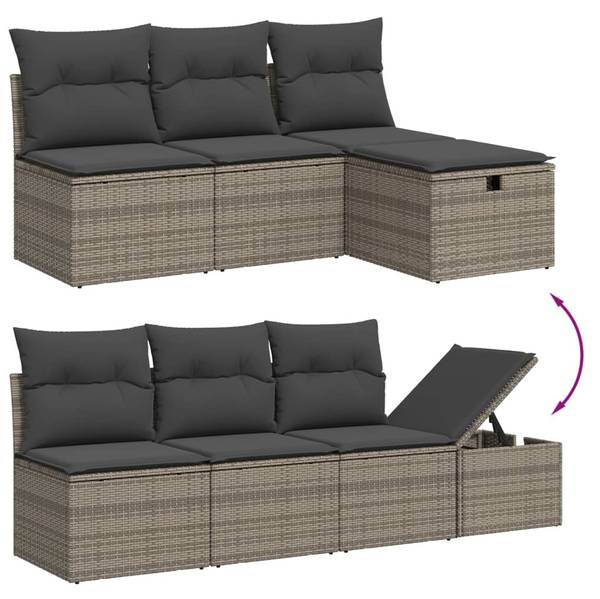 Loungeset 3036564-4 (7-delig) grijs - polyester - staal - 62 x 69 x 62 cm
