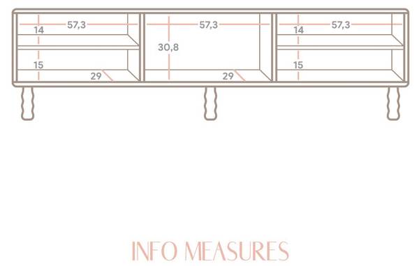 TV-Lowboard Malaret Unlackiert Braun - Kiefer - 180 x 50 x 35 cm