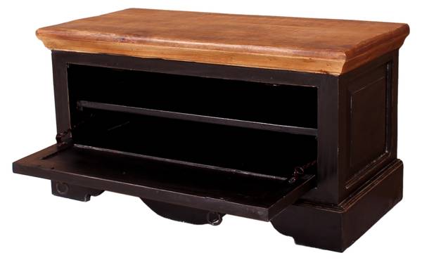 CORSICA Schuhschrank Schwarz - Gelb - Mango - 85 x 45 x 40 cm