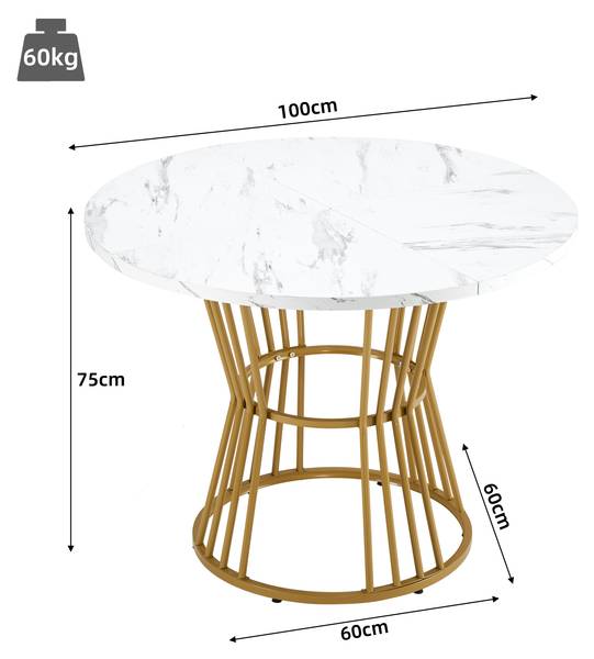 Esstisch Aizu Weiß - Holzwerkstoff - Metall - 100 x 75 x 100 cm