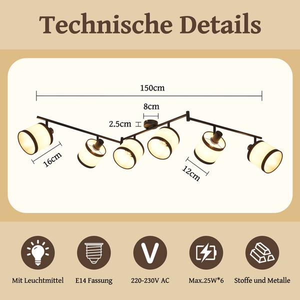 Deckenleuchte Lilly II Schwarz - Metall - 12 x 19 x 150 cm