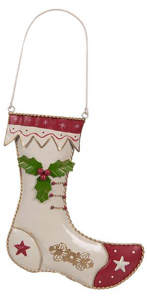 Weihnachtsstrumpf Xmas&Arcos Beige - Metall - 2 x 28 x 23 cm