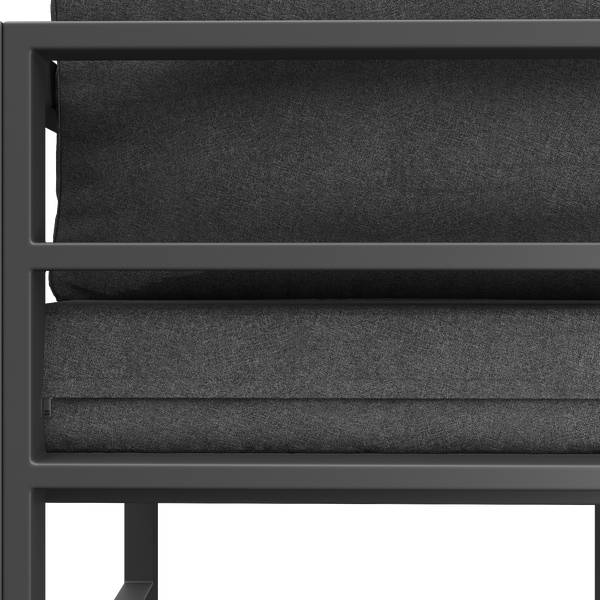 Ensemble jardin corde 4-pce Phanes Ⅳ Gris - Polyester - Tissu - Fer - Verre de sécurité - 122 x 78 x 184 cm