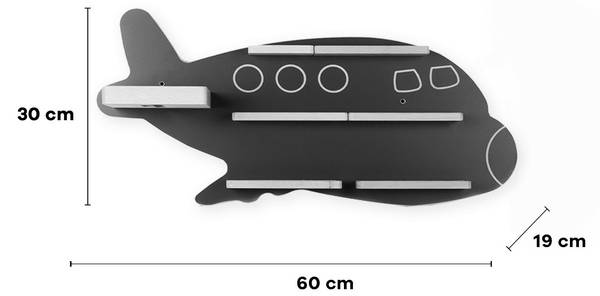 Wandregal Flugzeug Blau - Holzwerkstoff - 60 x 30 x 19 cm