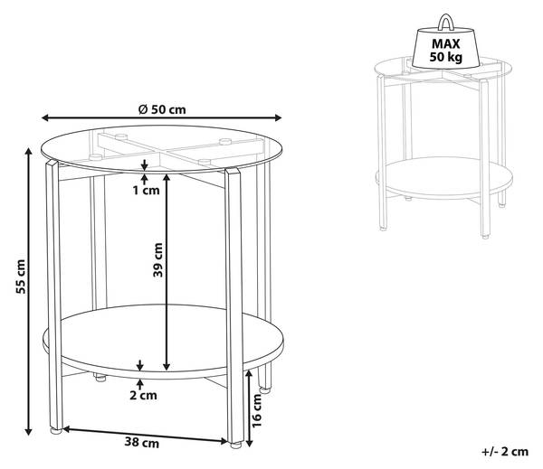 Beistelltisch LOVELL Braun - Silber - Bambus - 50 x 55 x 1 cm