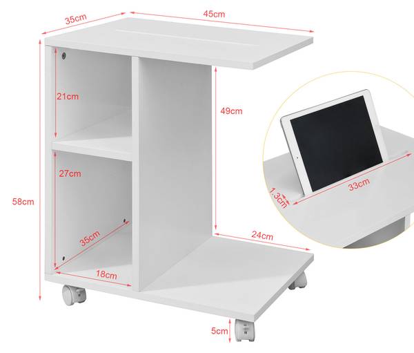 Beistelltisch FBT48-W Weiß - Holzwerkstoff - 45 x 58 x 35 cm