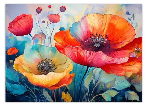 Fototapete Blumen Mohnblumen Abstraktion 250 x 175 cm