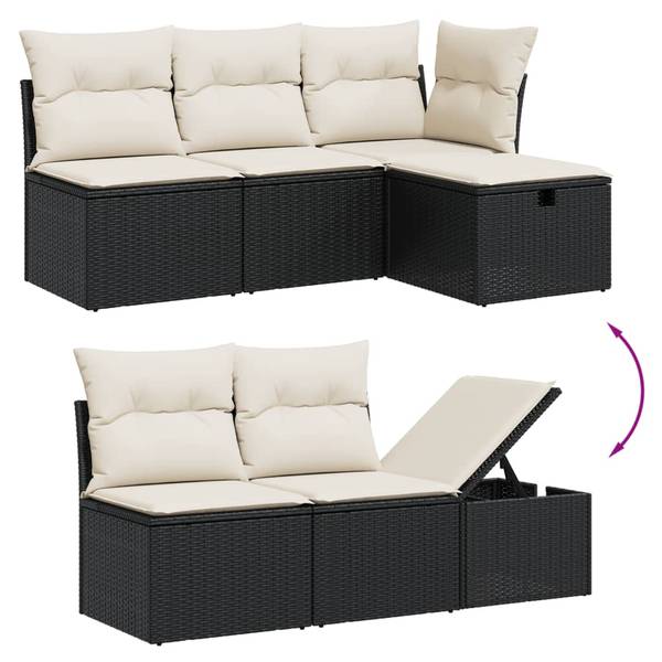 Salon de jardin 3036404-1 (lot de 7) Noir - Crème - Blanc