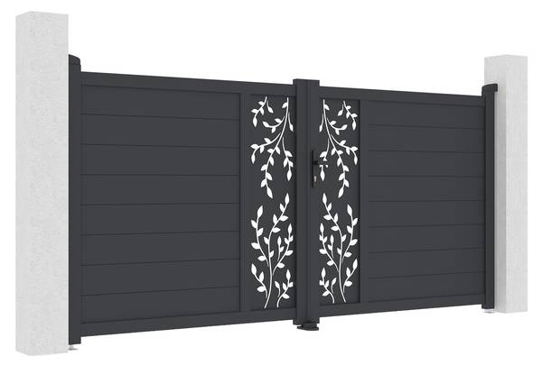 Portail battant ajustable FOLYA Gris - Aluminium - 300 x 146 x 0 cm