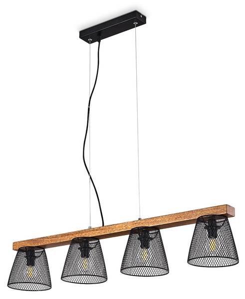 Pendelleuchte Arabba Schwarz - Holzwerkstoff - Metall - 18 x 94 x 22 cm