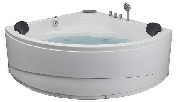 Whirlpoolbadewanne AGLENA Weiß - Naturfaser - 150 x 60 x 150 cm