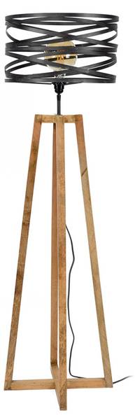 Stehlampe DALIAN Schwarz - Massivholz - 41 x 135 x 41 cm