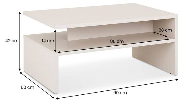 Couchtisch PAULINA Beige - Holzwerkstoff - 90 x 42 x 60 cm