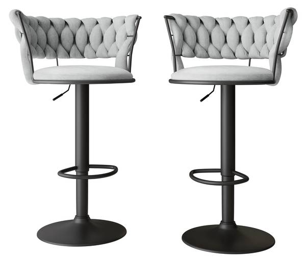 Barhocker Muz BS-1141 2er-Set Schwarz - Grau