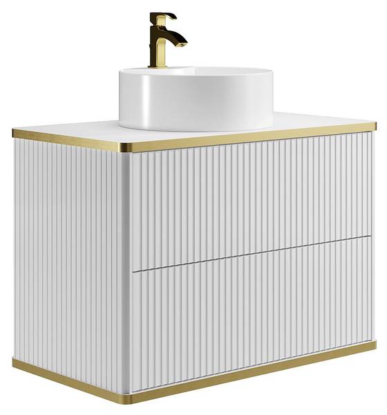 Badmöbel-Set KELIZA Weiß - Holz teilmassiv - 80 x 54 x 47 cm