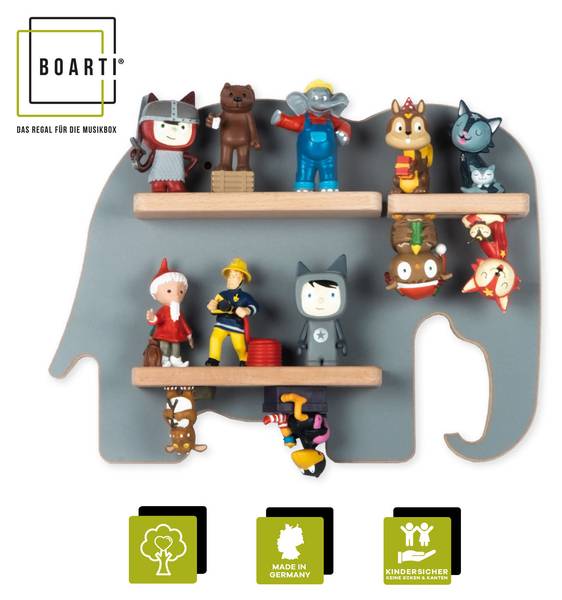 Wandregal Elefant Grau - Holzwerkstoff - 33 x 24 x 5 cm