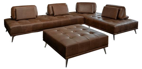 Modulsofa mit Hocker WIOLO 3er Set Dunkelbraun