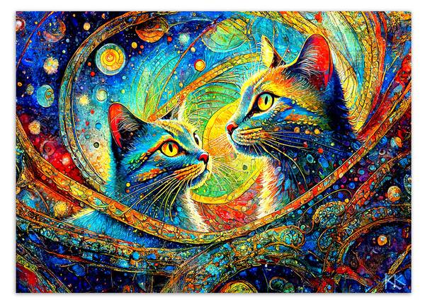 Fototapete Abstrakte Katzen 200 x 140 cm