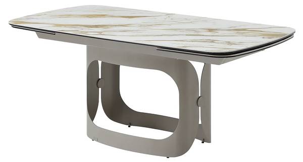 Esstisch DAVULO Weiß - Keramik - Glas - 220 x 75 x 90 cm