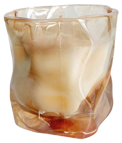 Duftkerze PLEASURE Orange - Glas - Naturfaser - Textil - 8 x 8 x 8 cm