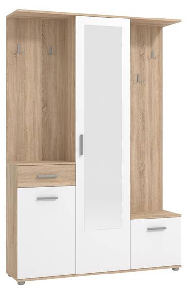 Flurgarderobe CAMOLA Braun - Weiß - Holz teilmassiv - 134 x 198 x 34 cm