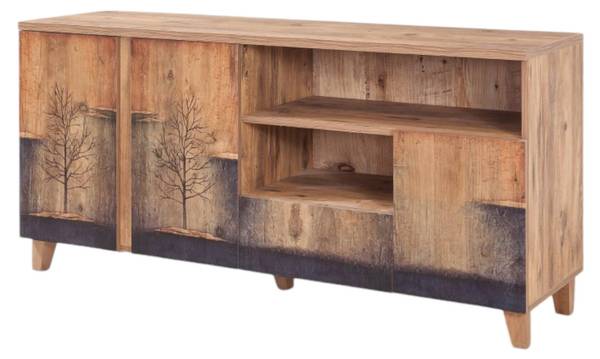 Meuble TV Justitia Marron - Bois manufacturé - 160 x 76 x 45 cm