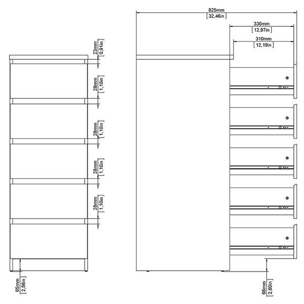 Kommode Naia Weiß - Holz teilmassiv - 41 x 112 x 50 cm