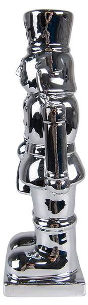 Figur Nussknacker Weihnachten-Julian Silber - Porzellan - 7 x 23 x 8 cm