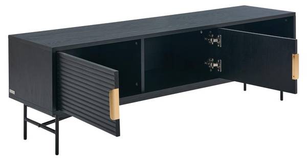 TV-Board SIRIOLA Schwarz - Metall - Holz teilmassiv - 160 x 50 x 40 cm