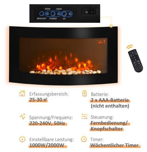LED Elektrokamin 820-052 Braun - Metall - 13 x 50 x 90 cm