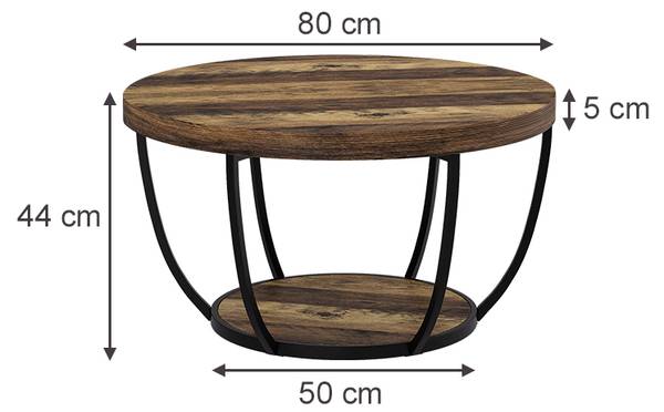 Table basse Arvina 56649 Marron - Bois manufacturé - 80 x 44 x 80 cm