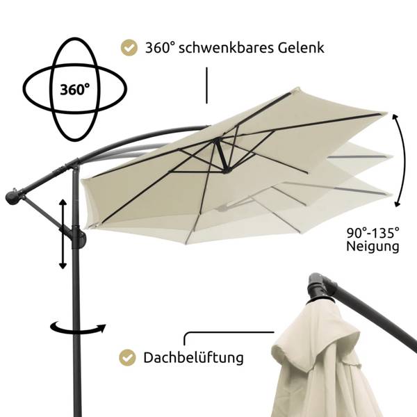 Ampelschirm EMCO Weiß - Kunststoff - 270 x 240 x 270 cm