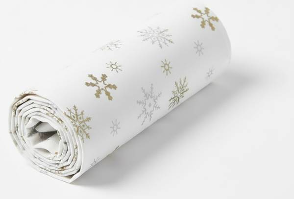Tischläufer mit Schneeflocken-Design Weiß - Baumwollstoff - 44 x 1 x 178 cm