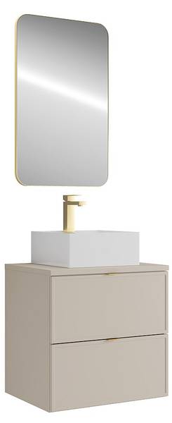 Einzelwaschtisch ONDIL Beige - Holz teilmassiv - 45 x 60 x 60 cm