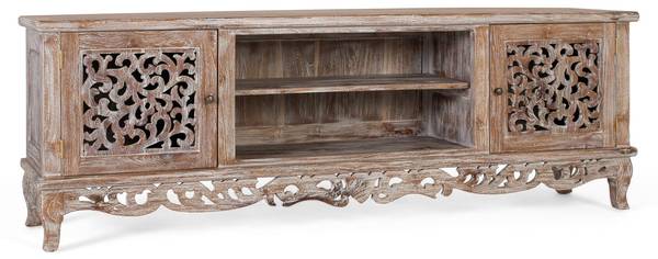 TV-Schrank 2321 Weiß - Massivholz - 42 x 64 x 190 cm