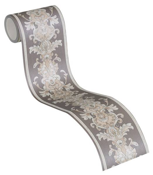 Bordüre 3834 Barock Optik Struktur Silber - Fleece - 10 x 500 x 1 cm