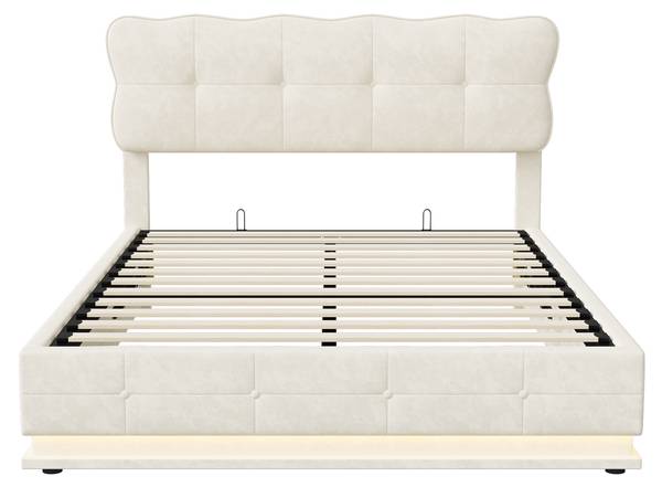 Polsterbett Boxspringbett HYF04 Beige - Metall - Massivholz - 144 x 113 x 195 cm