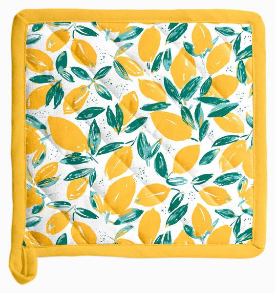 Topflappen ZITRONE Grün - Weiß - Gelb - Textil - 20 x 1 x 20 cm