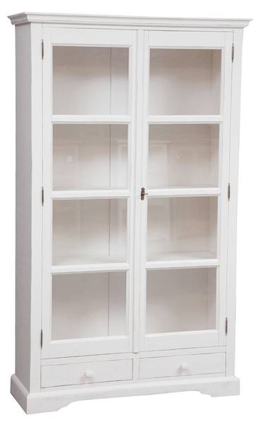 Vitrinenschrank MIA Weiß - Linde - 36 x 180 x 109 cm