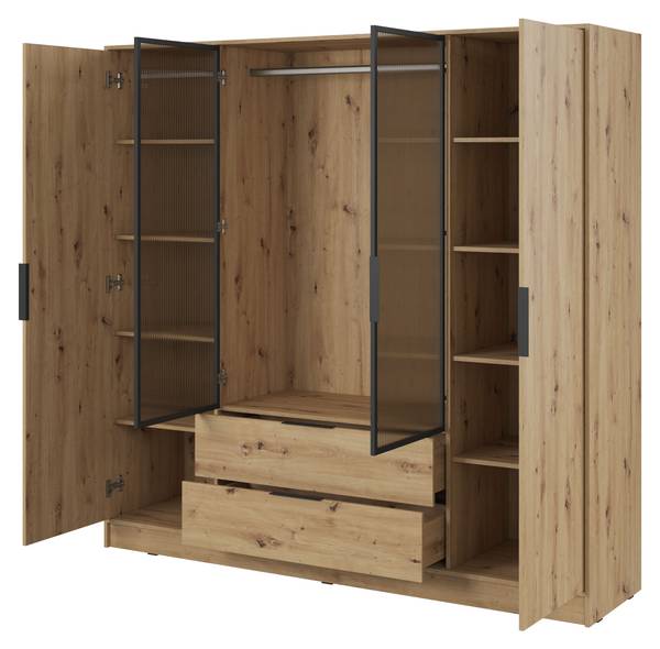 Kleiderschrank Linz Braun - Eiche Hell