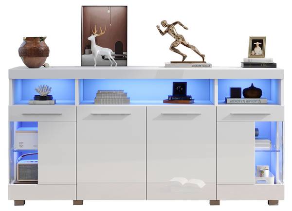 Sideboard Endymion Ⅰ Weiß - Holzwerkstoff - Glas - 140 x 70 x 40 cm