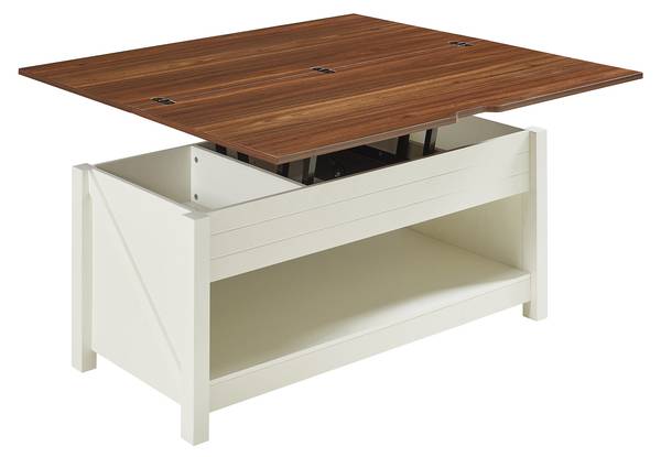 Table basse Kasama Marron - Blanc - Bois manufacturé - 55 x 54 x 110 cm