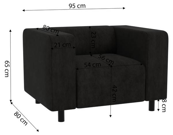 Bankstellen Mette 3+2+1 zwart