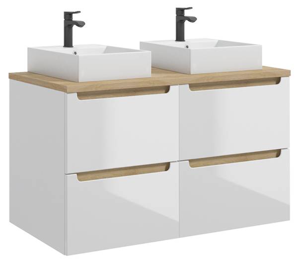 Badmöbel Livia 2er-Set Weiß - Melamin - 120 x 63 x 46 cm
