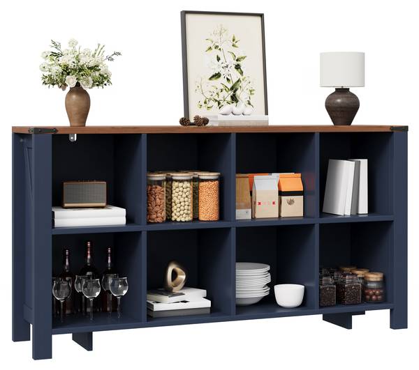 Küchenschrank LANMUD26 Ⅱ Blau - Holzwerkstoff - 140 x 75 x 34 cm