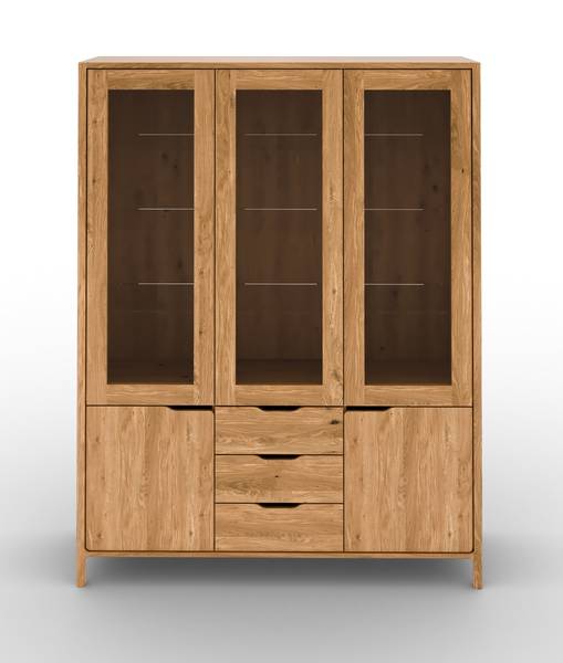 Vitrine PAUL Braun - Wildeiche - 140 x 188 x 40 cm