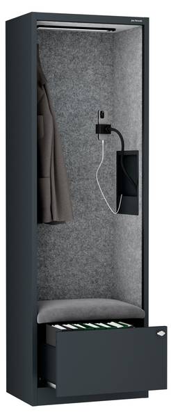 Akustikkabine Sally Schwarz - Grau - Metall - 60 x 185 x 40 cm