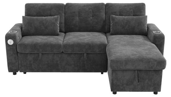 Schlafsofa ChenilLade Ⅲ Grau - Chenille - 131 x 85 x 206 cm