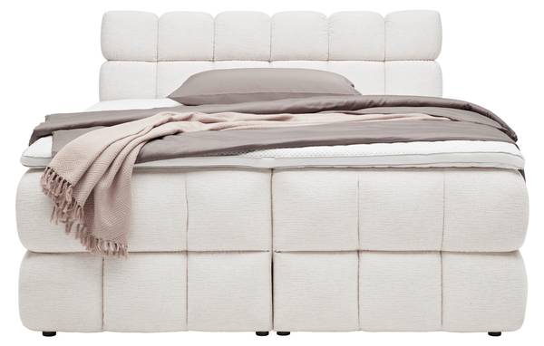 Boxspringbett BUBBLE BOX Weiß - Metall - Textil - Holz teilmassiv - 186 x 1 x 180 cm